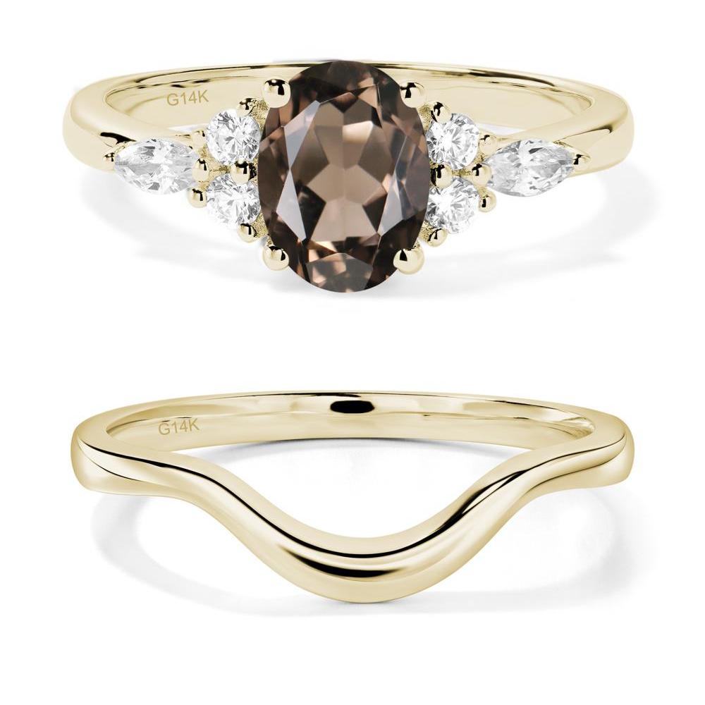 Simple Oval Smoky Quartz Engagement Ring - LUO Jewelry #metal_14k yellow gold