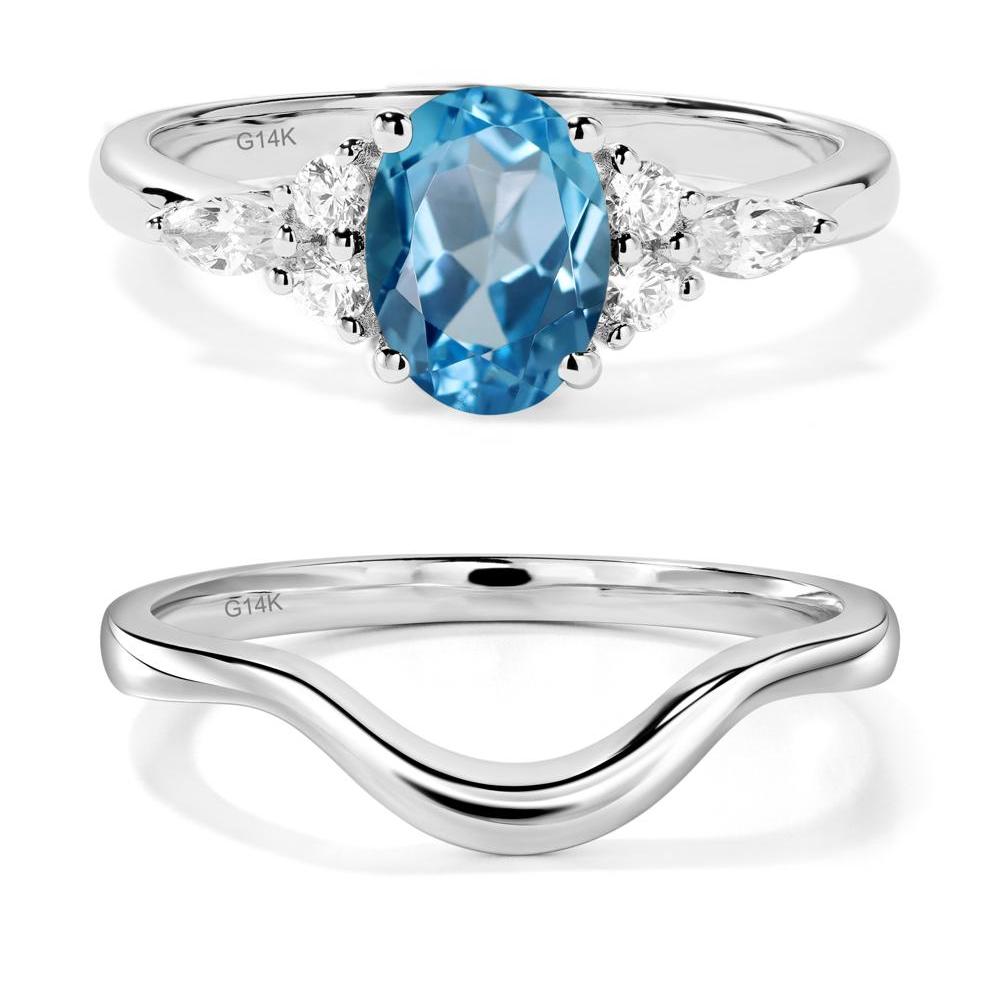 Simple Oval Swiss Blue Topaz Engagement Ring - LUO Jewelry #metal_14k white gold