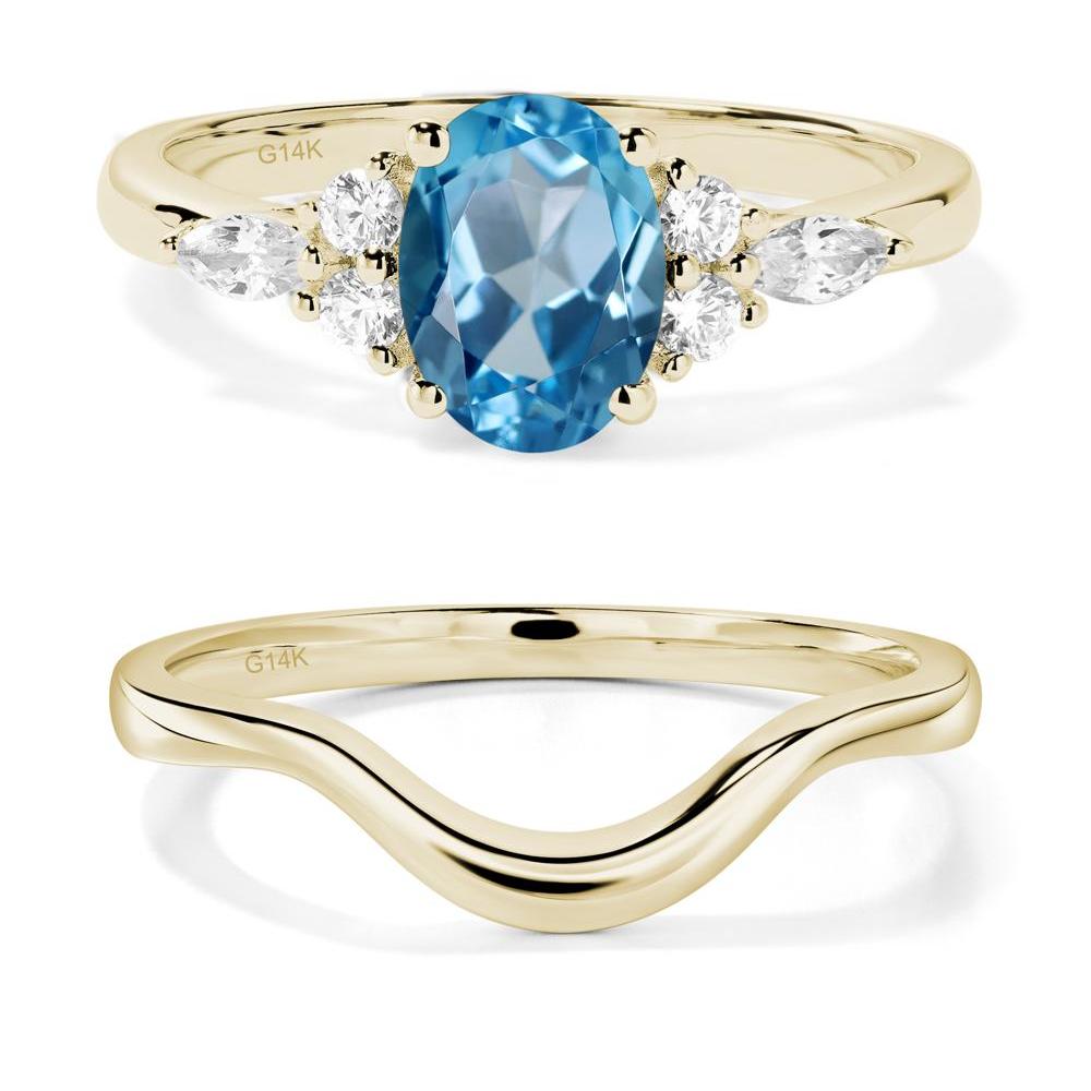 Simple Oval Swiss Blue Topaz Engagement Ring - LUO Jewelry #metal_14k yellow gold