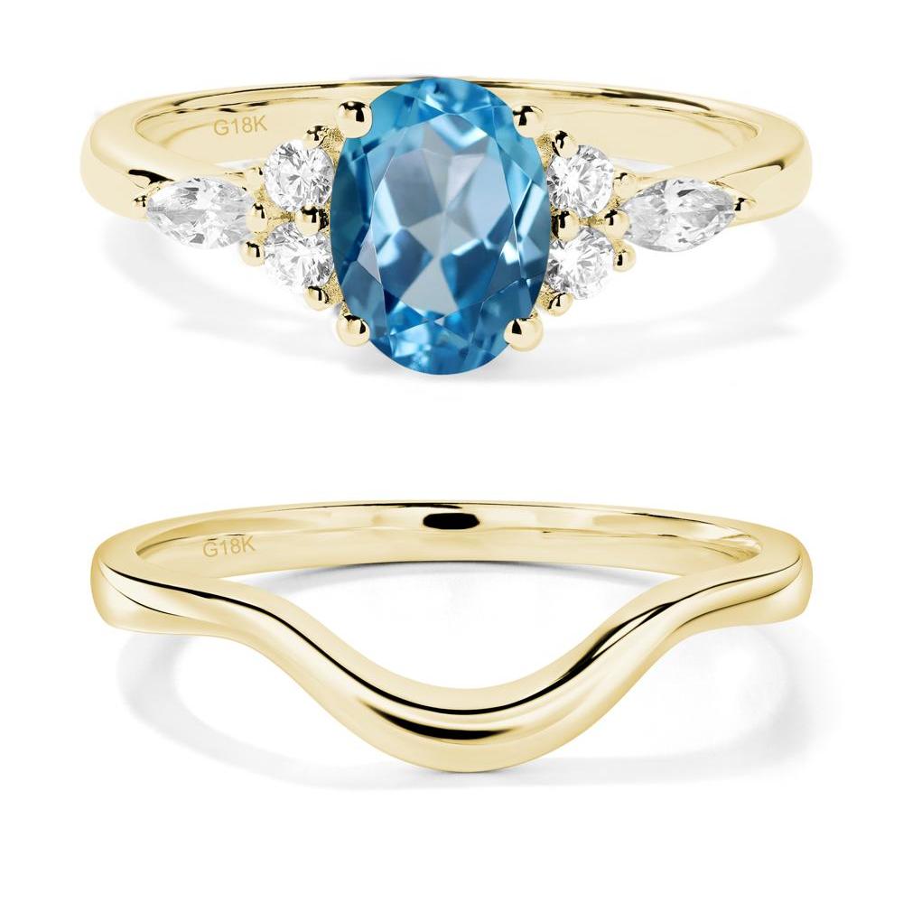 Simple Oval Swiss Blue Topaz Engagement Ring - LUO Jewelry #metal_18k yellow gold