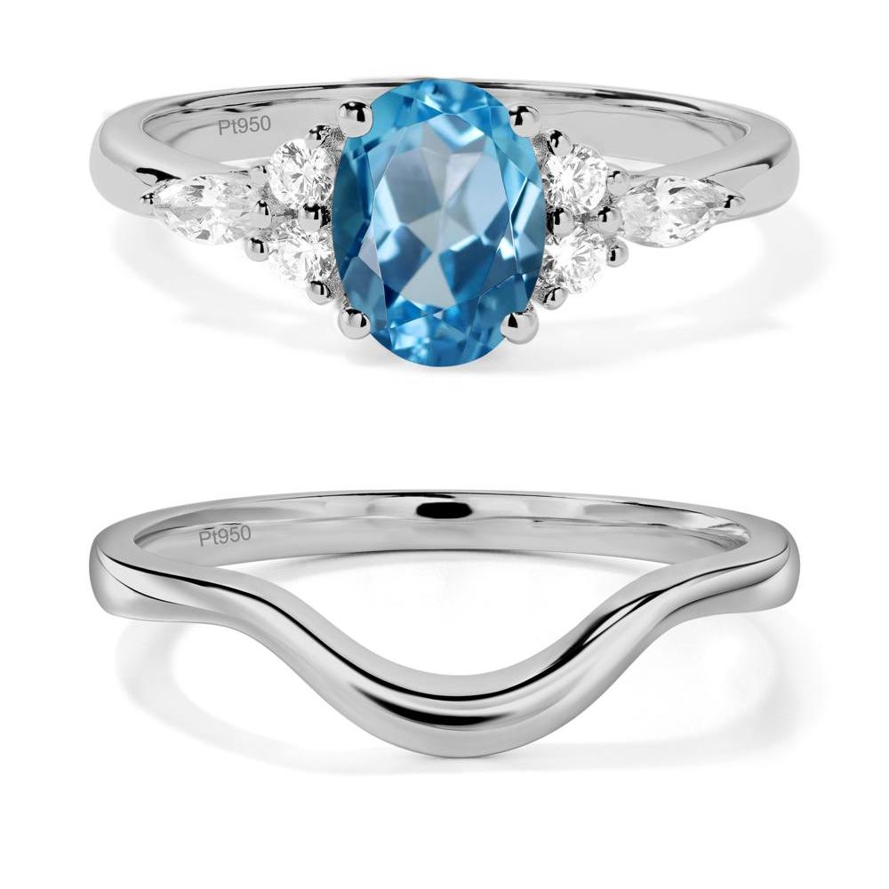 Simple Oval Swiss Blue Topaz Engagement Ring - LUO Jewelry #metal_platinum