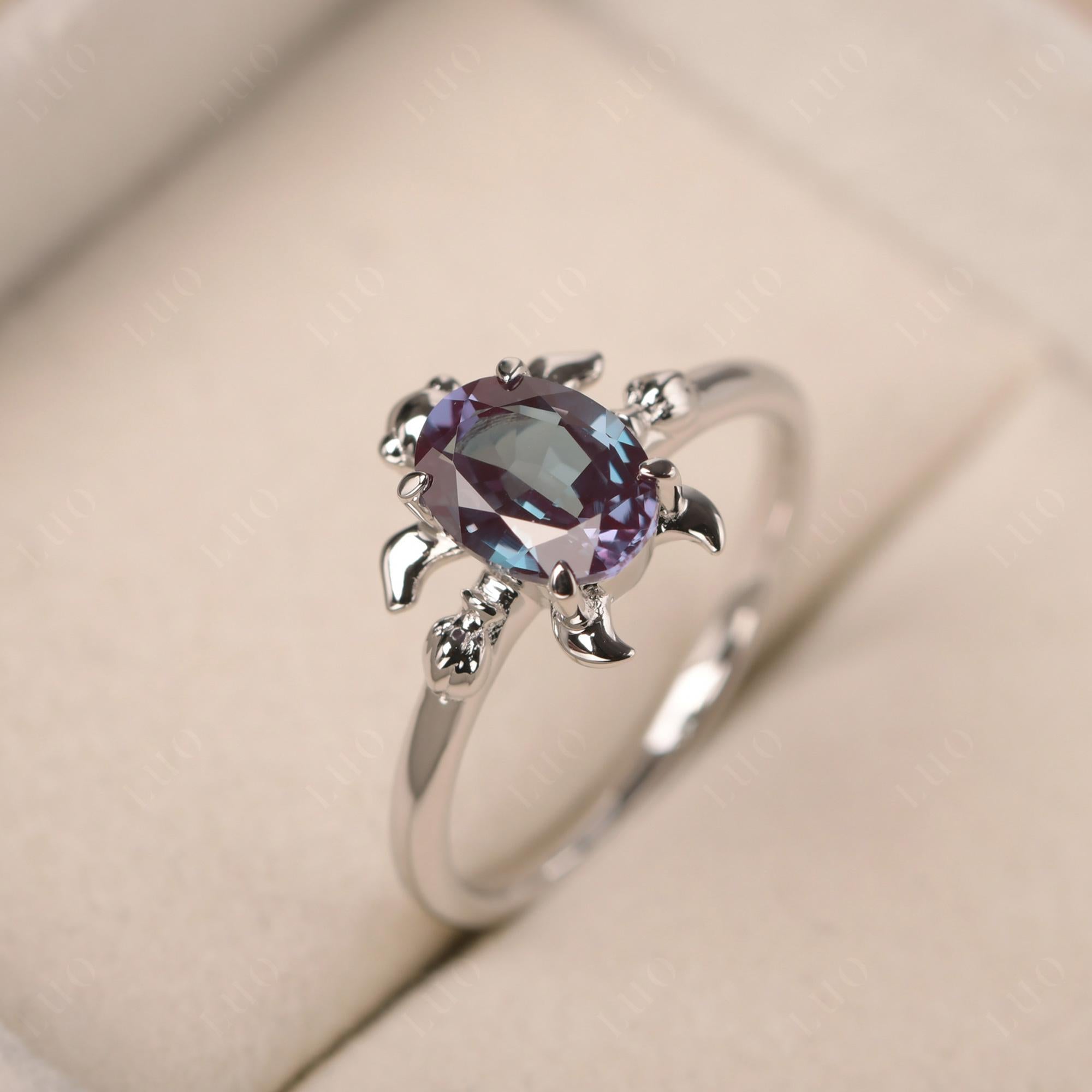 Oval Cut Alexandrite Turtle Ring - LUO Jewelry 