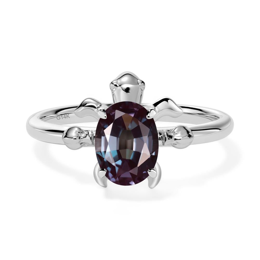 Oval Cut Alexandrite Turtle Ring - LUO Jewelry #metal_14k white gold