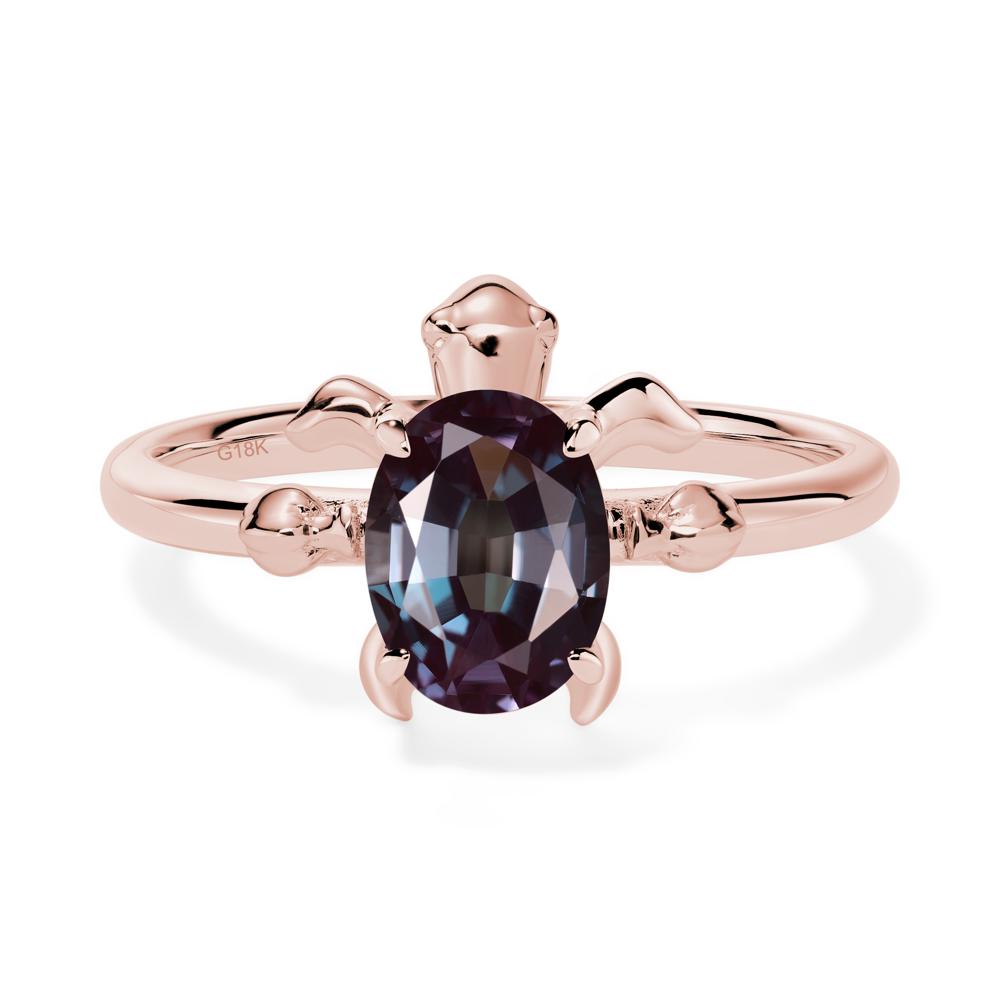 Oval Cut Alexandrite Turtle Ring - LUO Jewelry #metal_18k rose gold