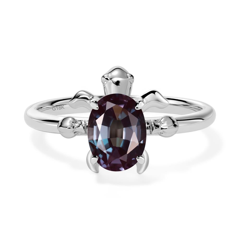 Oval Cut Alexandrite Turtle Ring - LUO Jewelry #metal_18k white gold