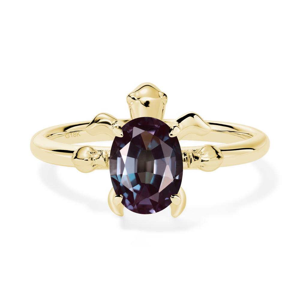 Oval Cut Alexandrite Turtle Ring - LUO Jewelry #metal_18k yellow gold