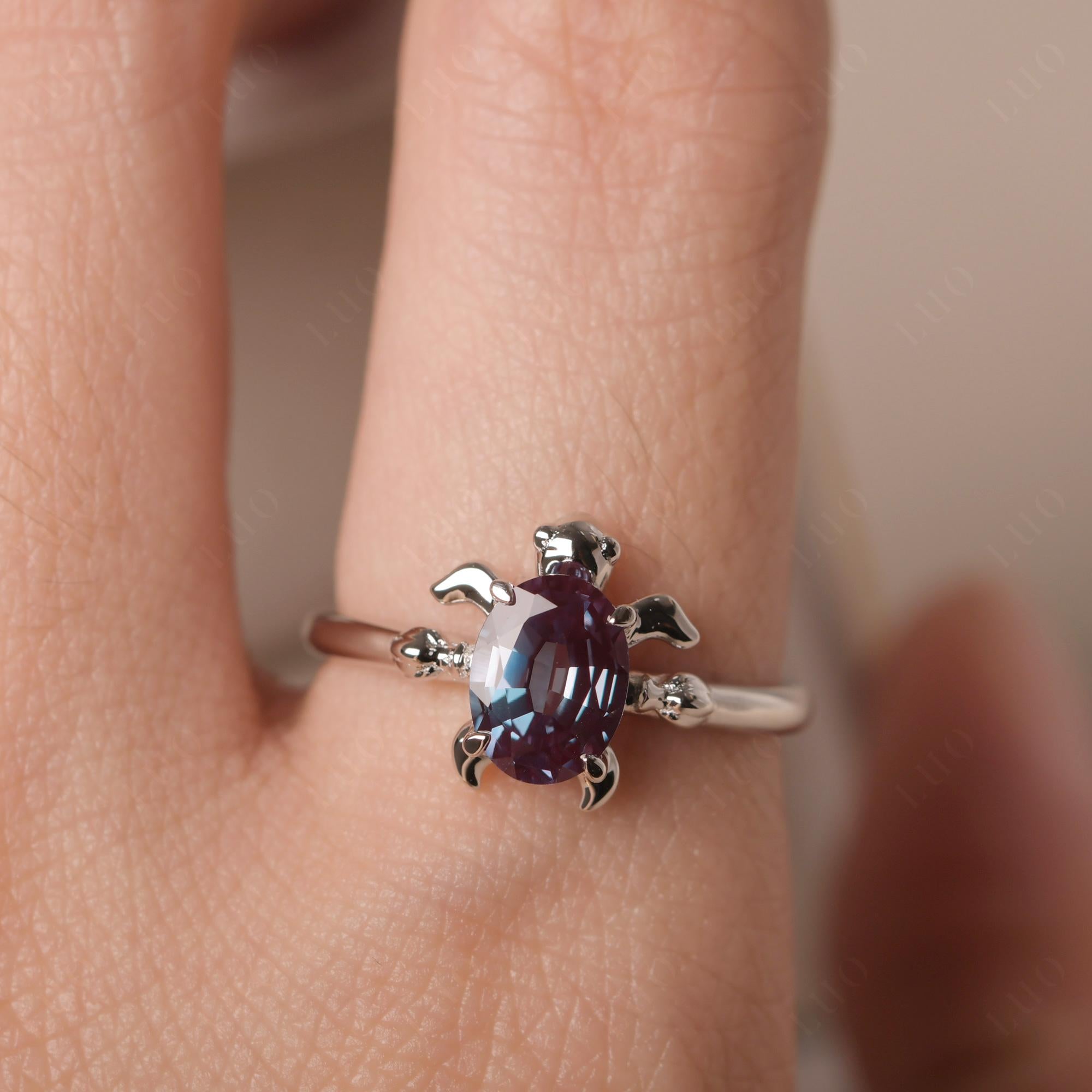 Oval Cut Alexandrite Turtle Ring - LUO Jewelry 