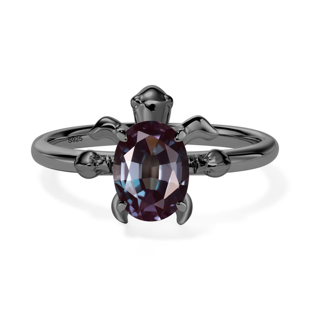 Oval Cut Alexandrite Turtle Ring - LUO Jewelry #metal_black finish sterling silver