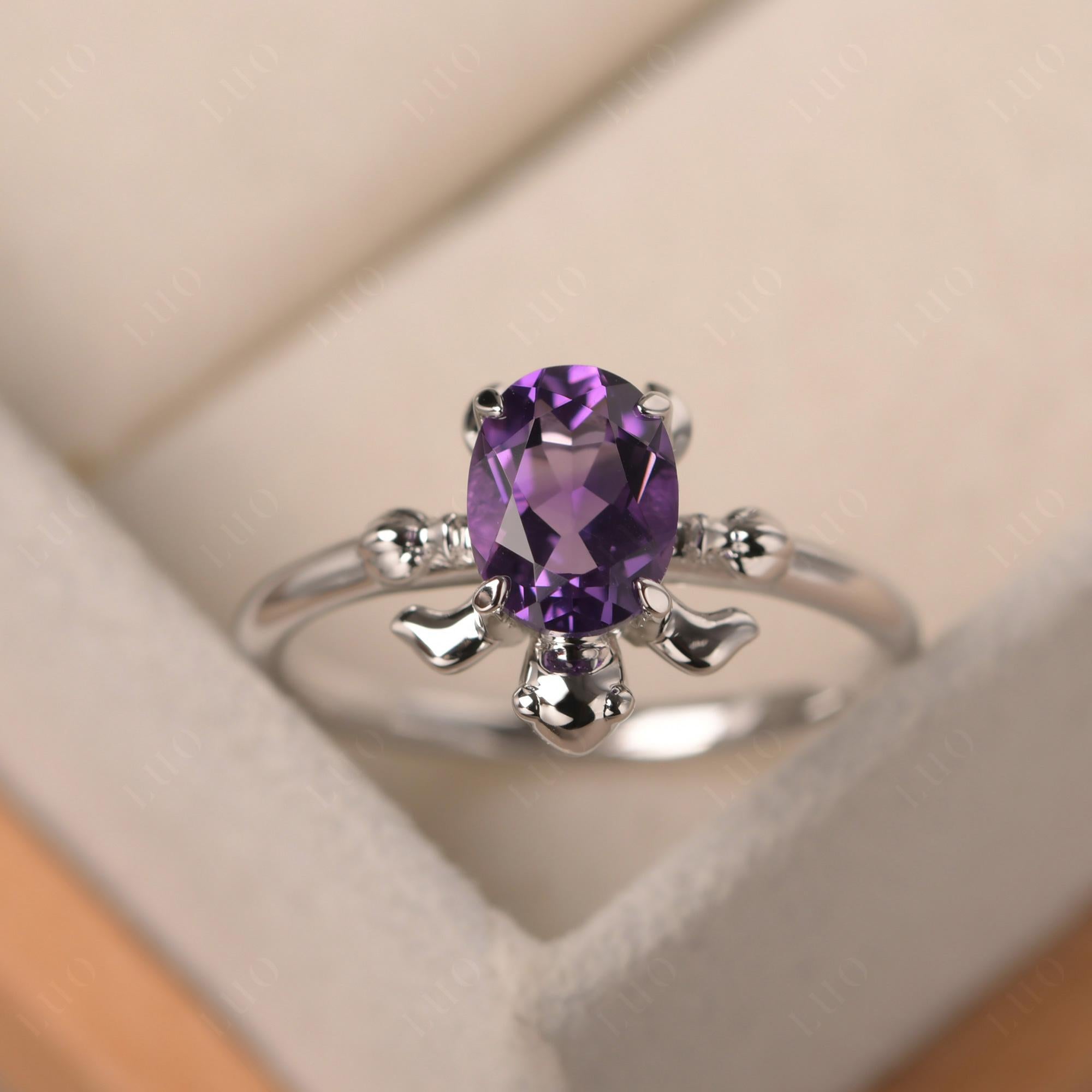 Amethyst Turtle Ring - LUO Jewelry 