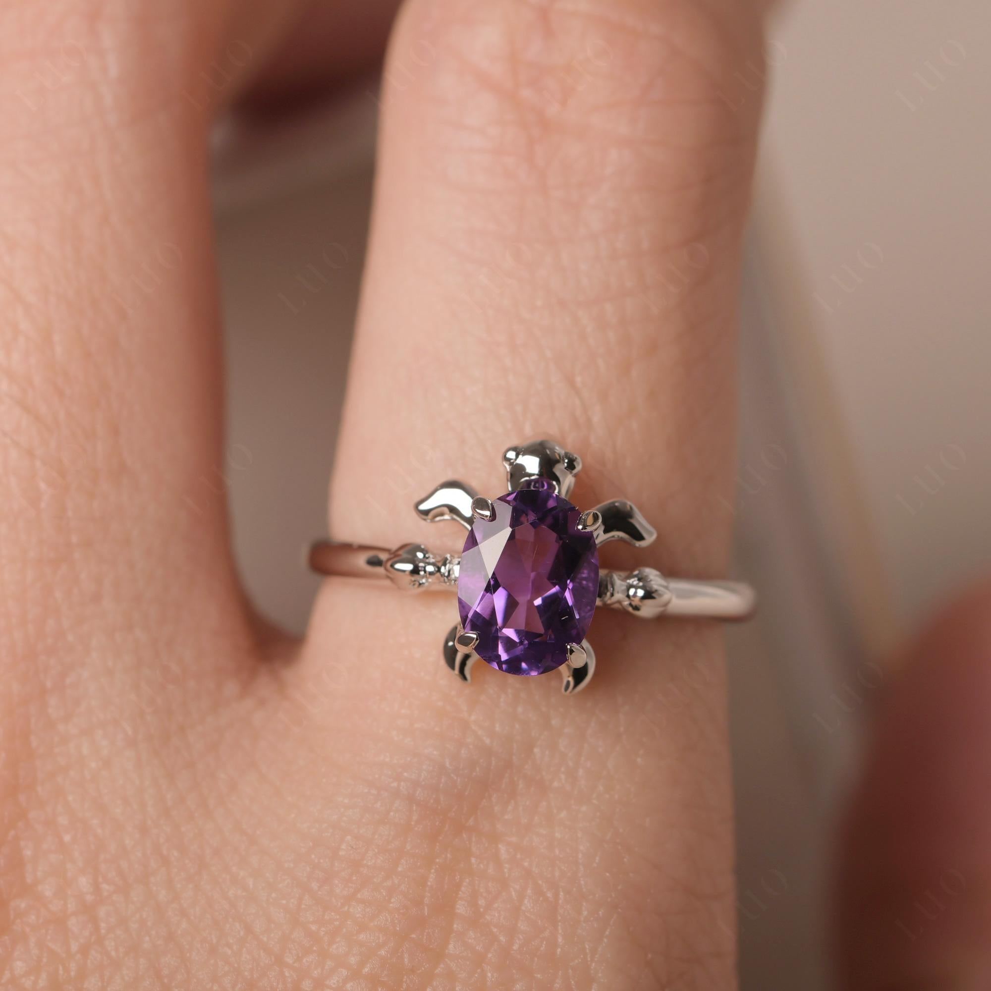 Amethyst Turtle Ring - LUO Jewelry 