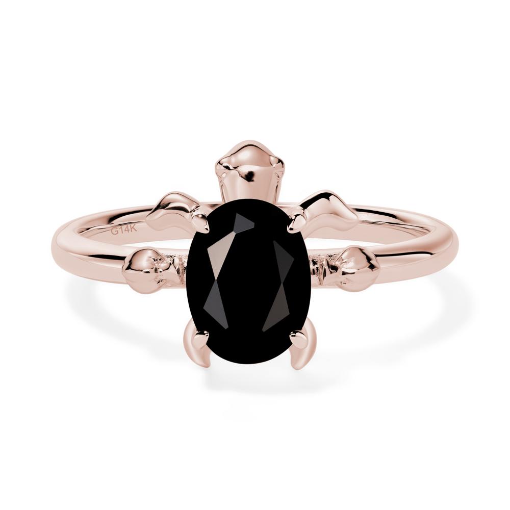 Black Spinel Sea Turtle Ring - LUO Jewelry #metal_14k rose gold