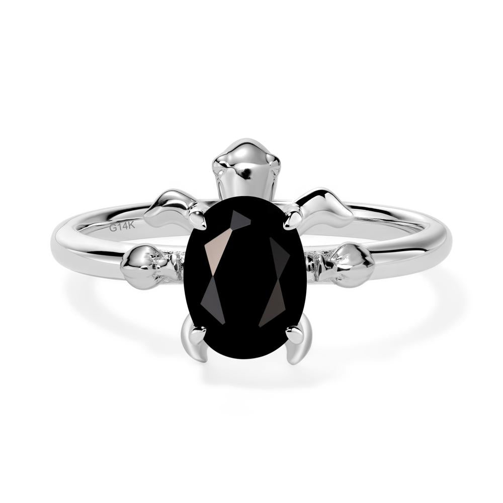 Black Spinel Sea Turtle Ring - LUO Jewelry #metal_14k white gold