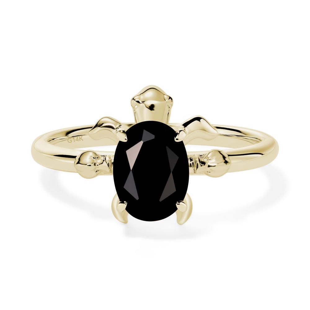 Black Spinel Sea Turtle Ring - LUO Jewelry #metal_14k yellow gold