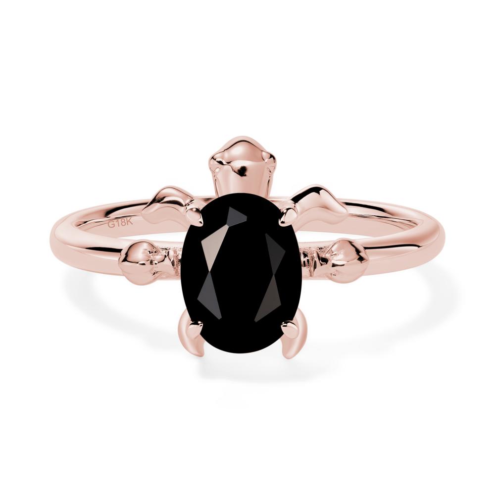 Black Spinel Sea Turtle Ring - LUO Jewelry #metal_18k rose gold