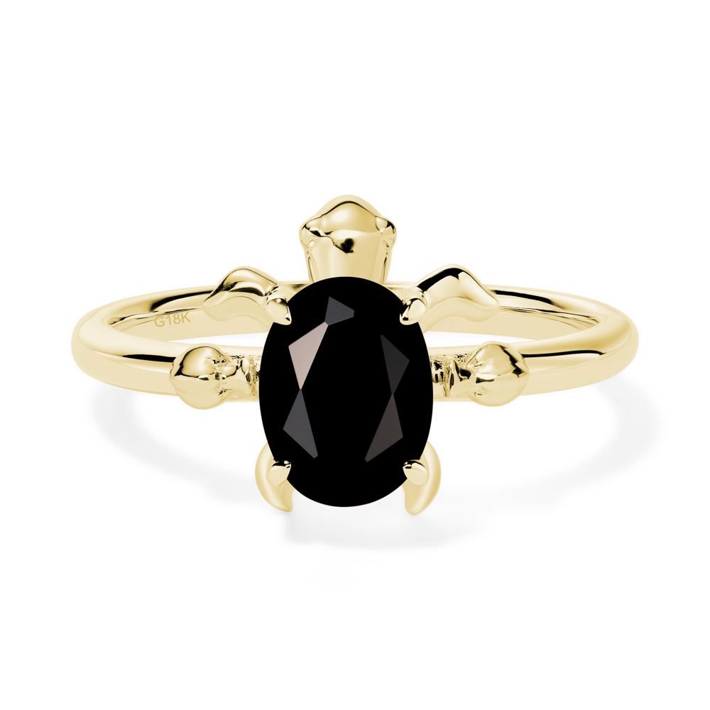 Black Spinel Sea Turtle Ring - LUO Jewelry #metal_18k yellow gold