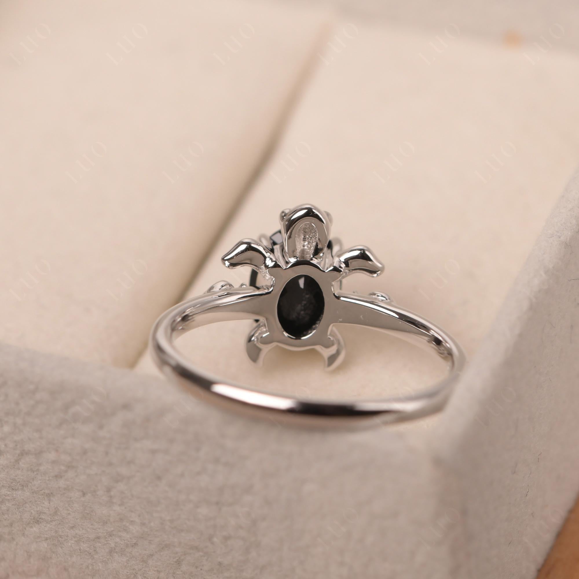 Black Spinel Sea Turtle Ring - LUO Jewelry 