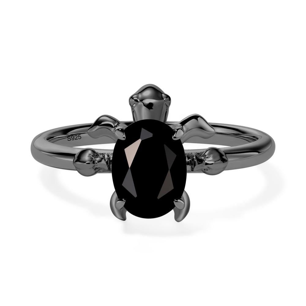 Black Spinel Sea Turtle Ring - LUO Jewelry #metal_black finish sterling silver