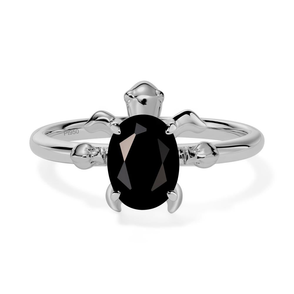 Black Spinel Sea Turtle Ring - LUO Jewelry #metal_platinum