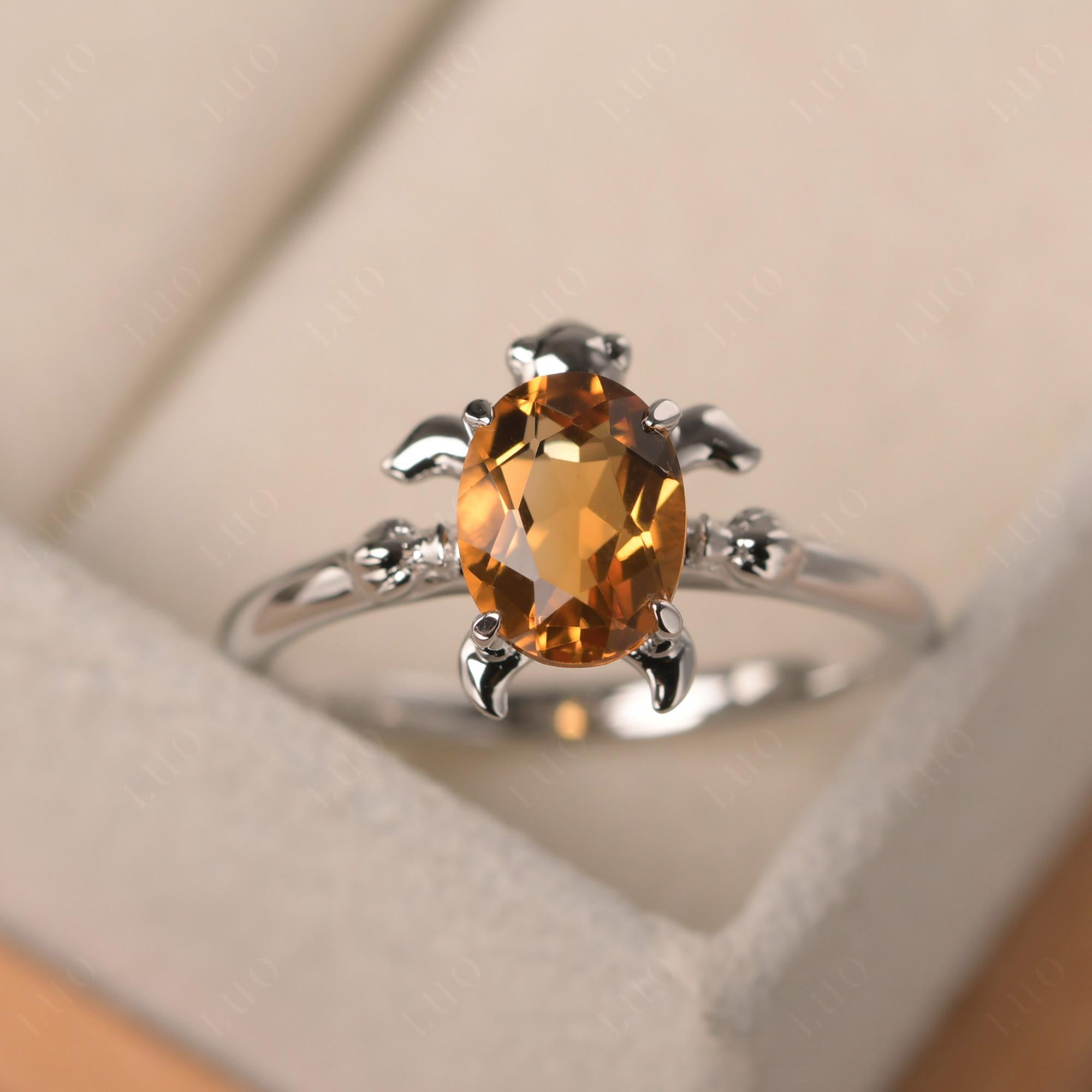 Citrine Turtle Engagement Ring - LUO Jewelry 