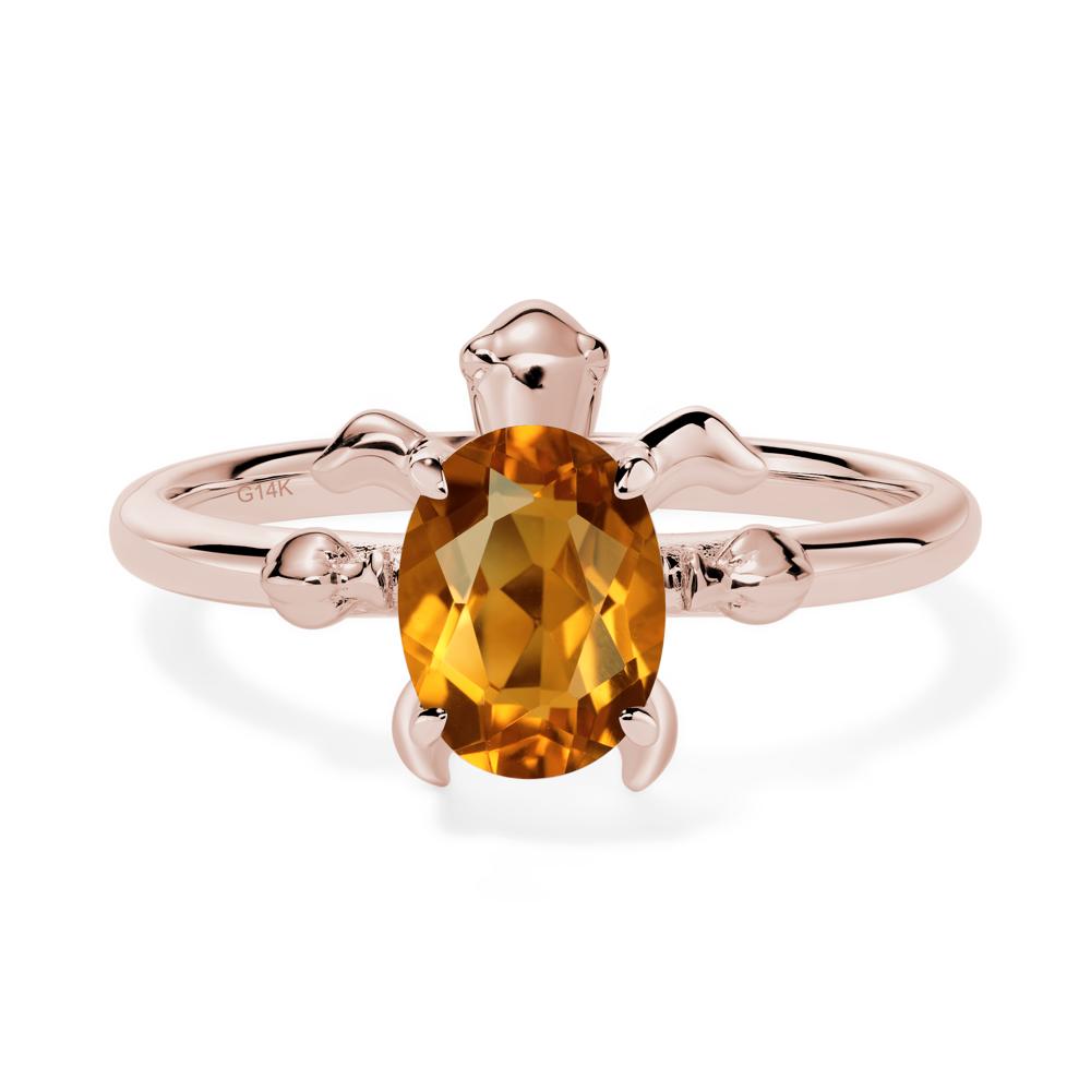 Citrine Turtle Engagement Ring - LUO Jewelry #metal_14k rose gold