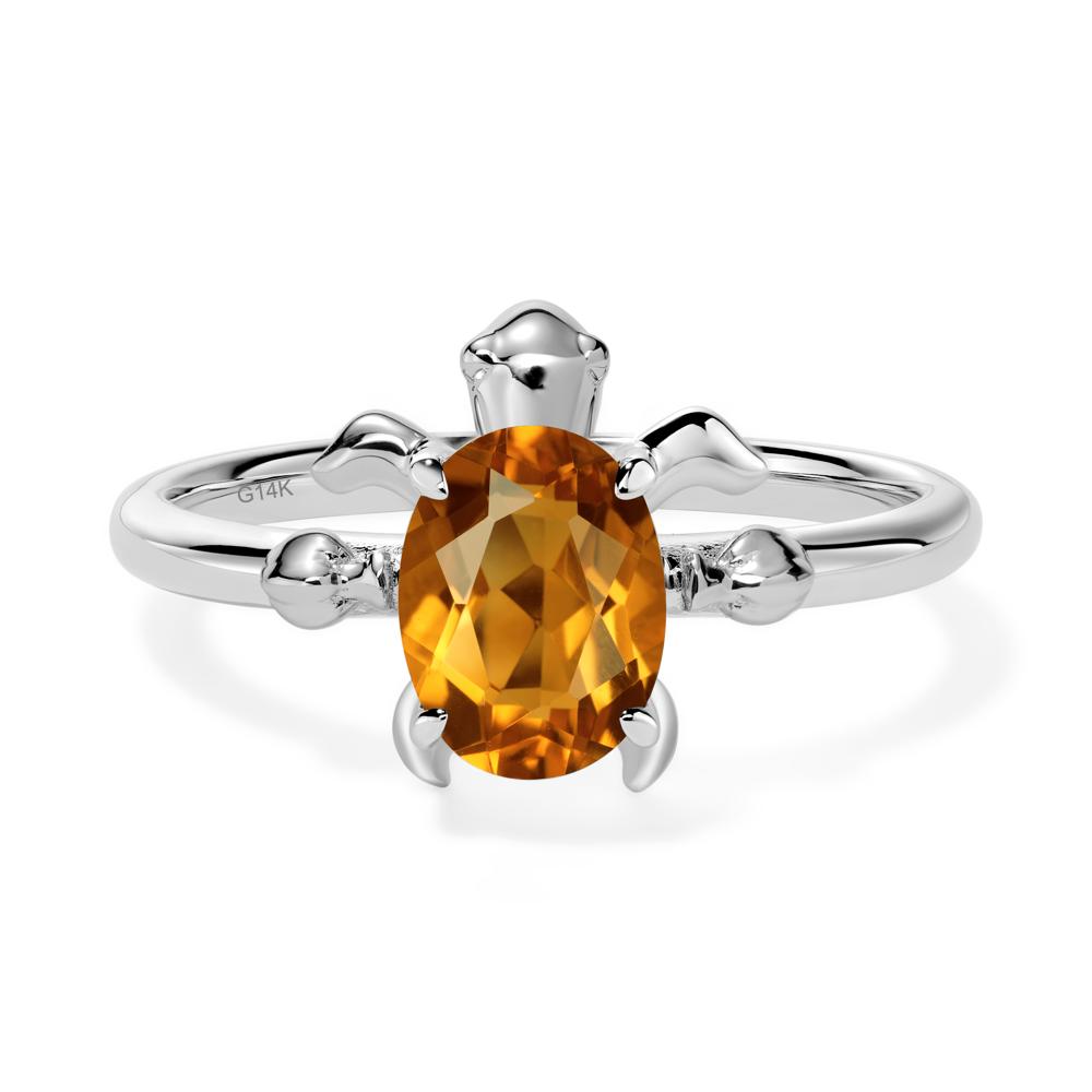 Citrine Turtle Engagement Ring - LUO Jewelry #metal_14k white gold