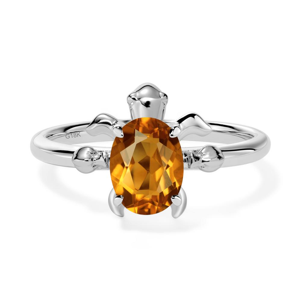 Citrine Turtle Engagement Ring - LUO Jewelry #metal_18k white gold