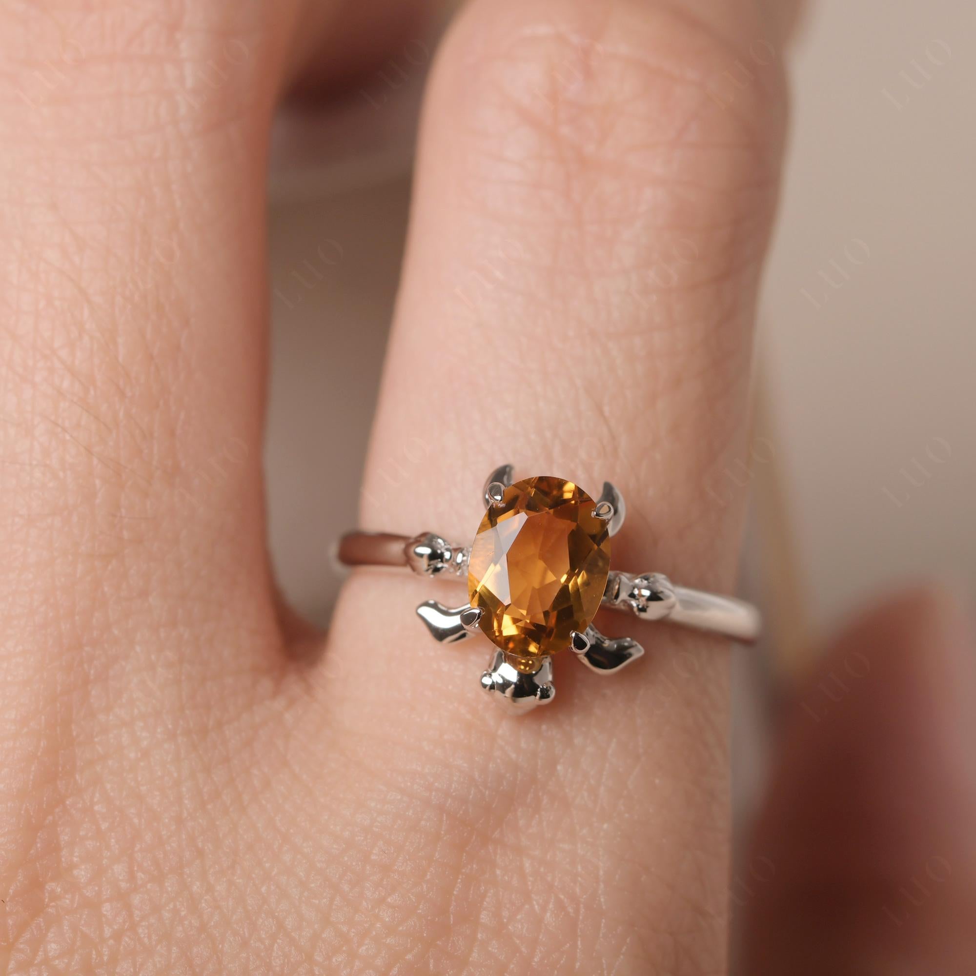 Citrine Turtle Engagement Ring - LUO Jewelry 