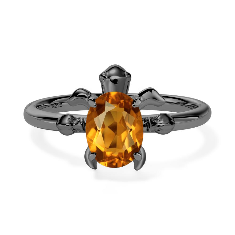 Citrine Turtle Engagement Ring - LUO Jewelry #metal_black finish sterling silver