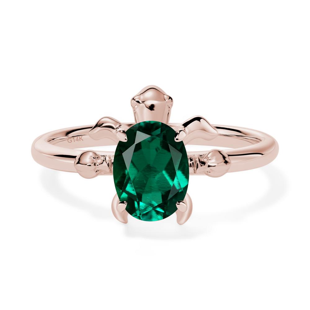 Oval Cut Emerald Turtle Ring - LUO Jewelry #metal_14k rose gold