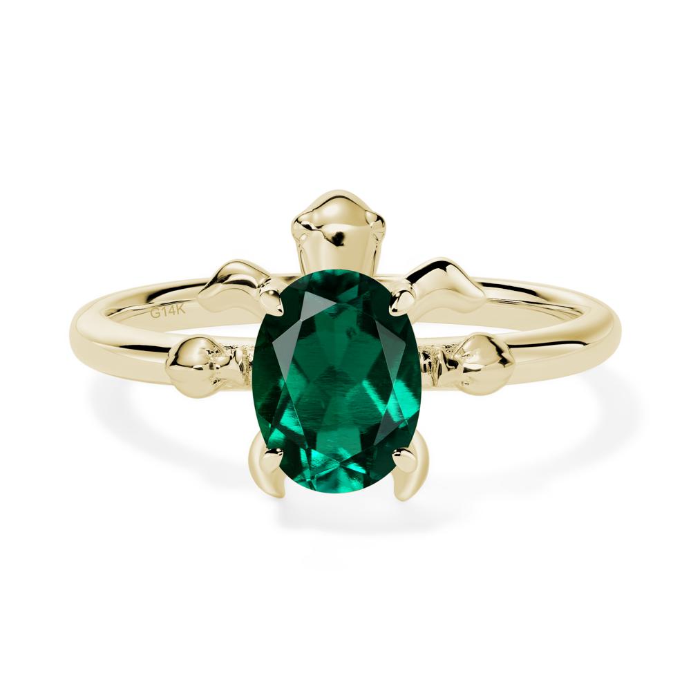 Oval Cut Emerald Turtle Ring - LUO Jewelry #metal_14k yellow gold