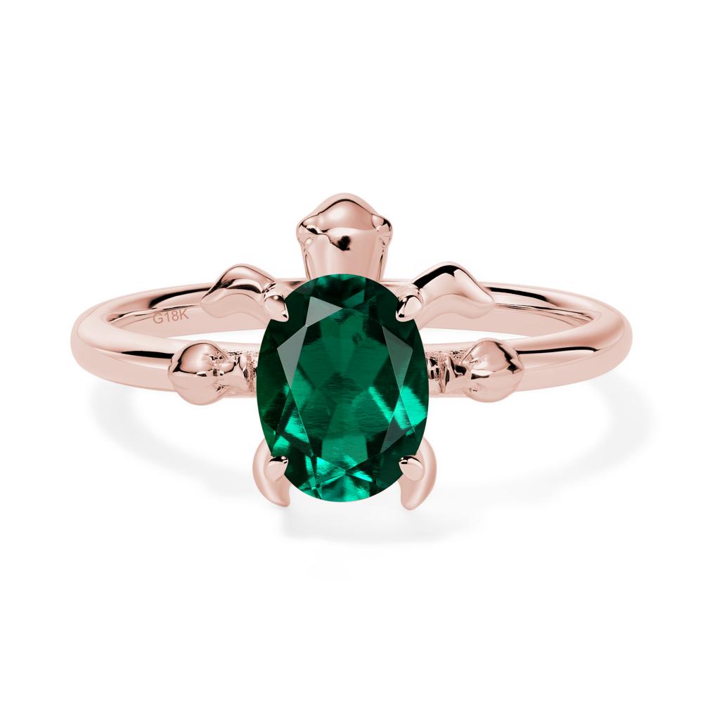 Oval Cut Emerald Turtle Ring - LUO Jewelry #metal_18k rose gold