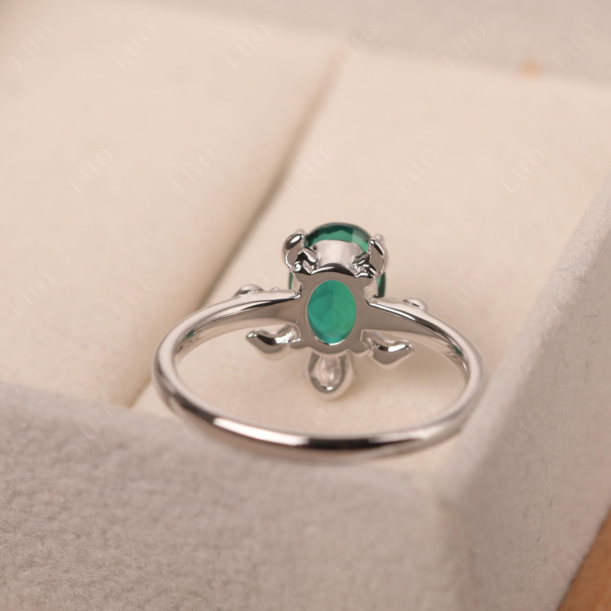 Oval Cut Emerald Turtle Ring - LUO Jewelry 