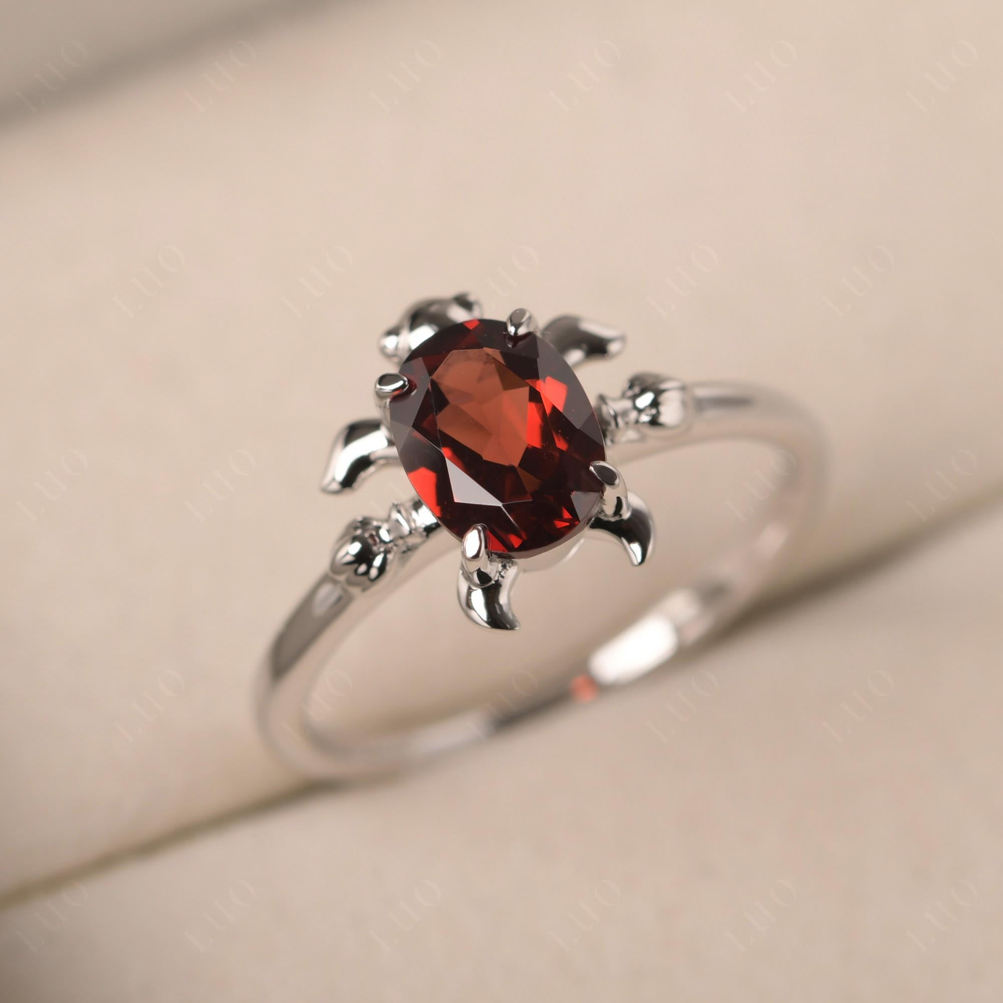 Garnet Turtle Ring - LUO Jewelry 