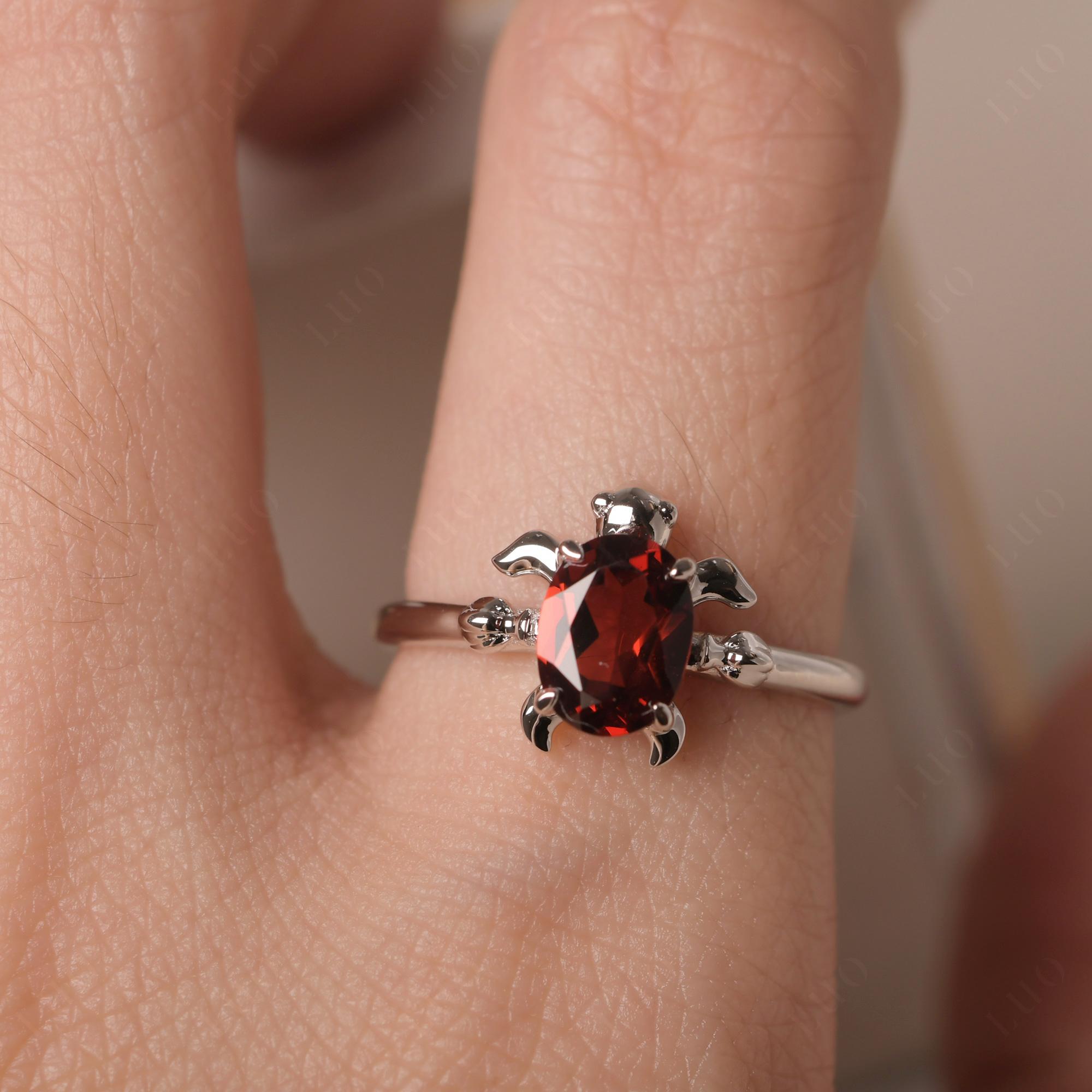 Garnet Turtle Ring - LUO Jewelry 