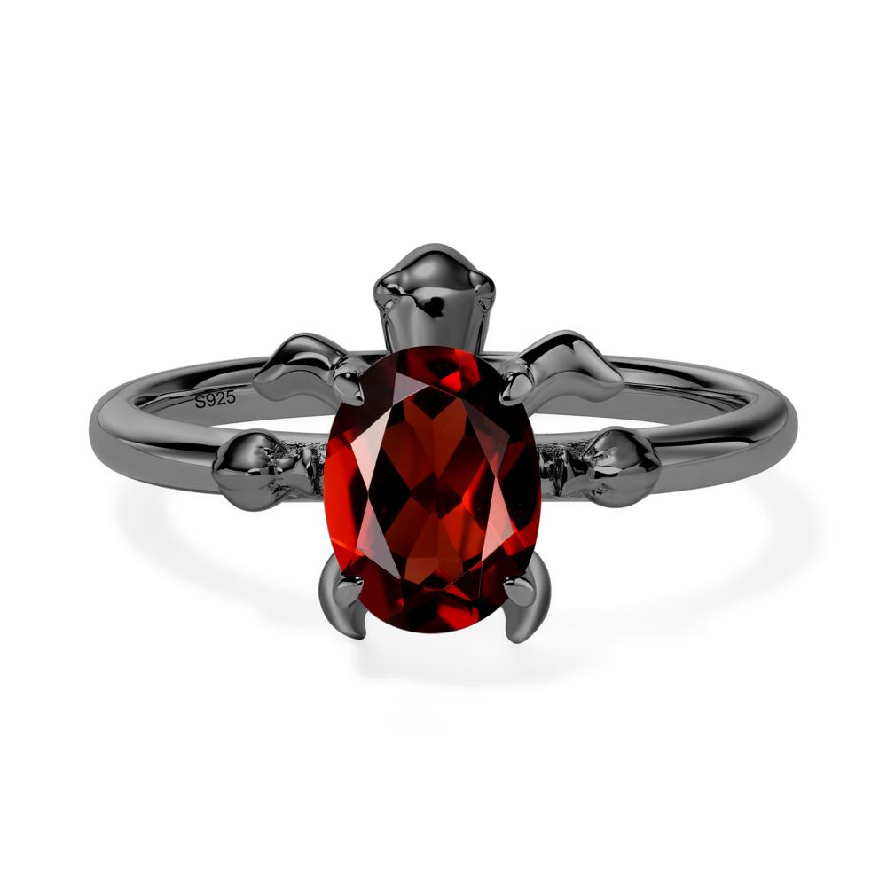 Garnet Turtle Ring - LUO Jewelry #metal_black finish sterling silver