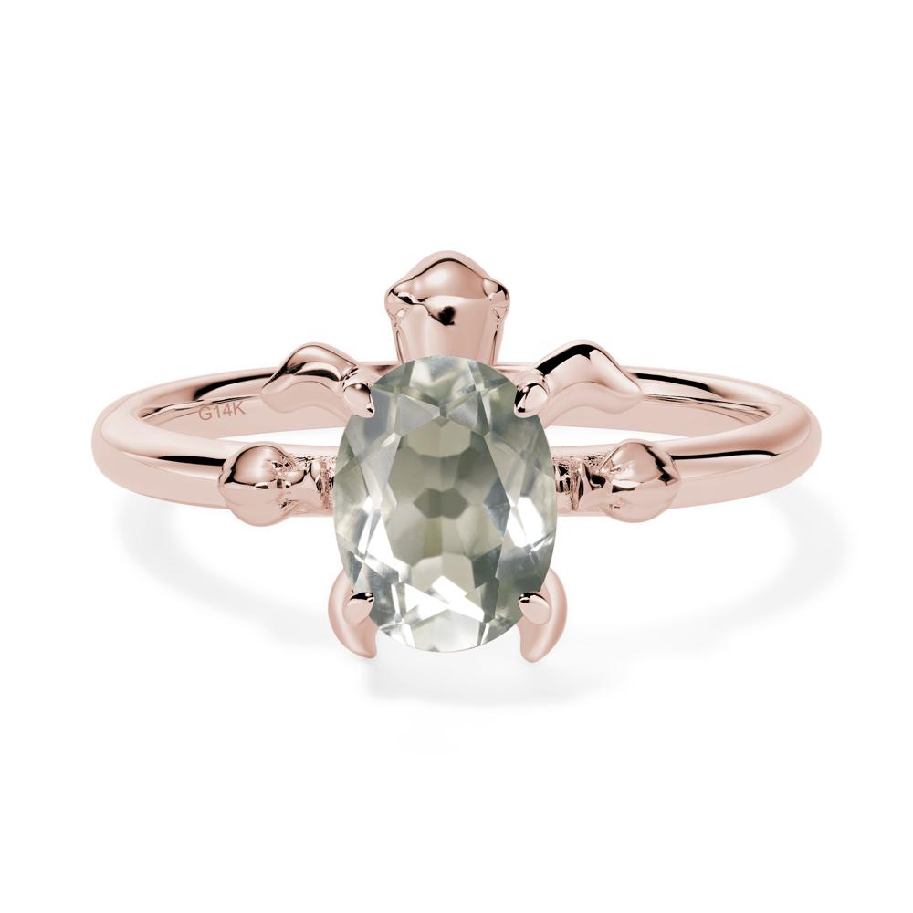 Green Amethyst Sea Turtle Ring - LUO Jewelry #metal_14k rose gold