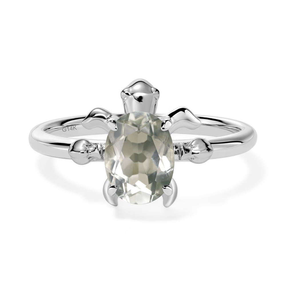 Green Amethyst Sea Turtle Ring - LUO Jewelry #metal_14k white gold