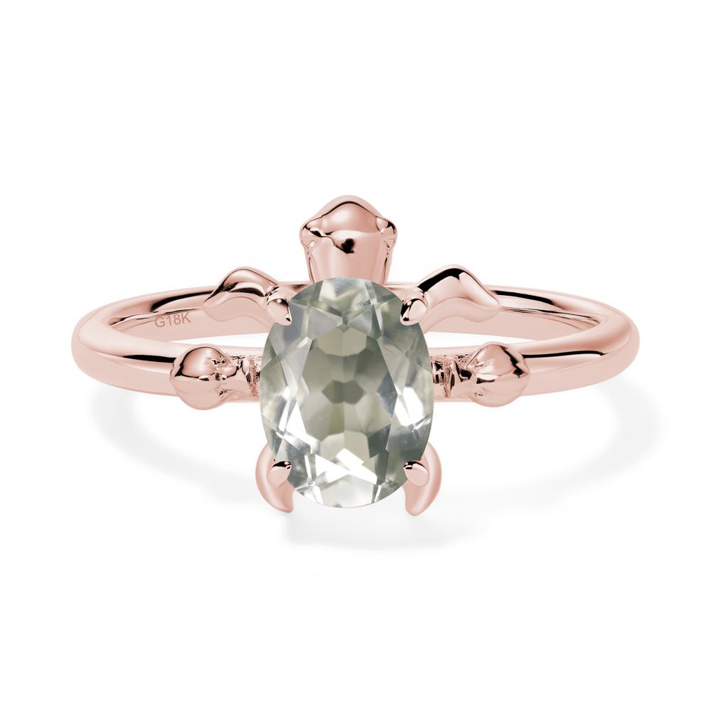 Green Amethyst Sea Turtle Ring - LUO Jewelry #metal_18k rose gold