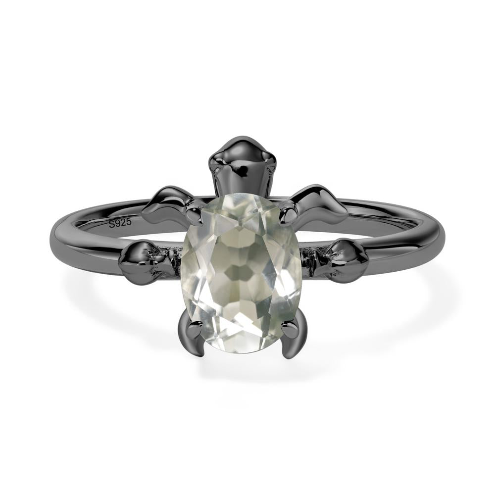 Green Amethyst Sea Turtle Ring - LUO Jewelry #metal_black finish sterling silver