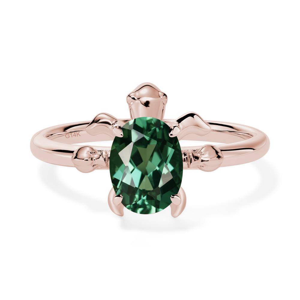 Green Sapphire Turtle Engagement Ring - LUO Jewelry #metal_14k rose gold