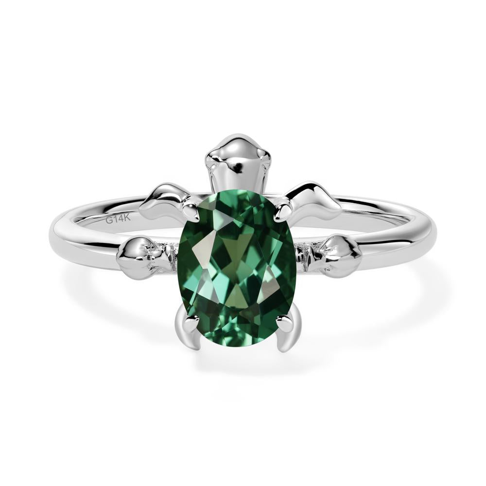 Green Sapphire Turtle Engagement Ring - LUO Jewelry #metal_14k white gold