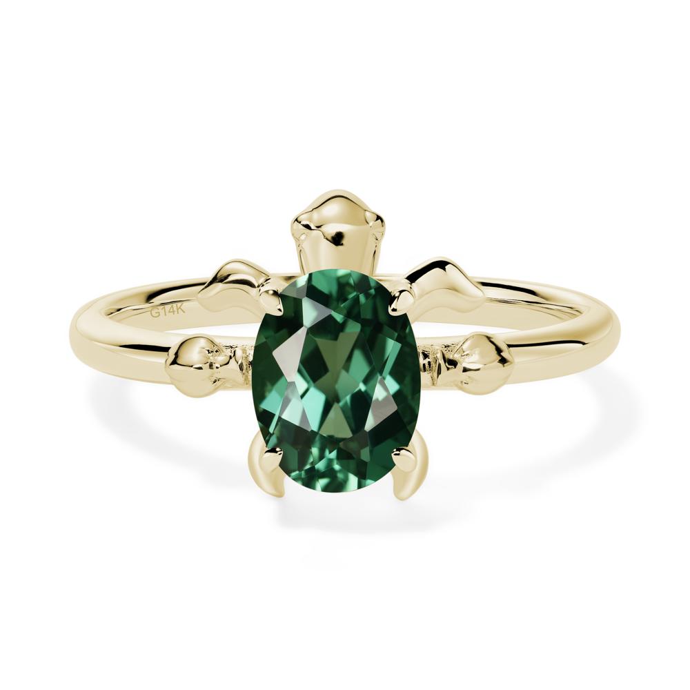 Green Sapphire Turtle Engagement Ring - LUO Jewelry #metal_14k yellow gold