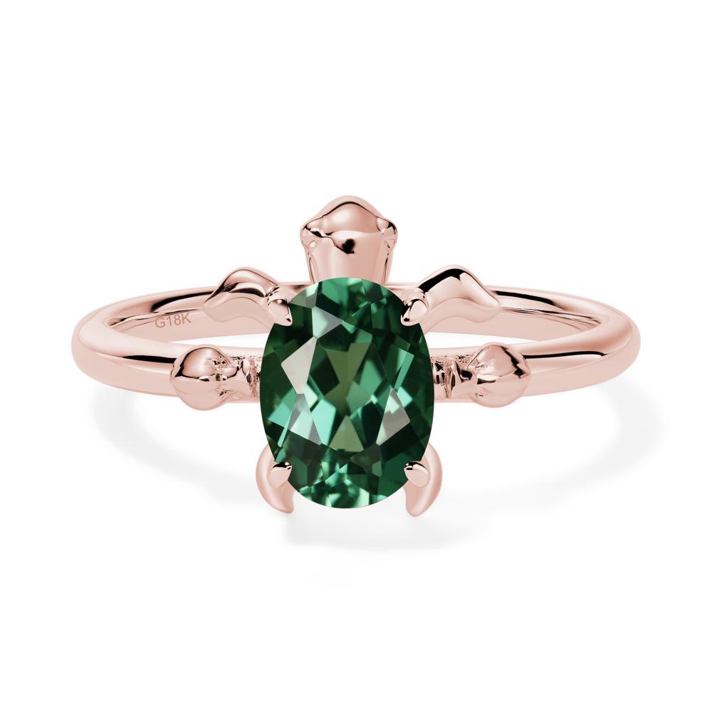 Green Sapphire Turtle Engagement Ring - LUO Jewelry #metal_18k rose gold