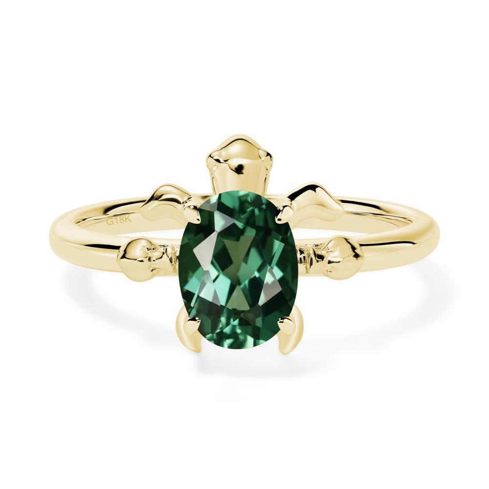 Green Sapphire Turtle Engagement Ring - LUO Jewelry #metal_18k yellow gold