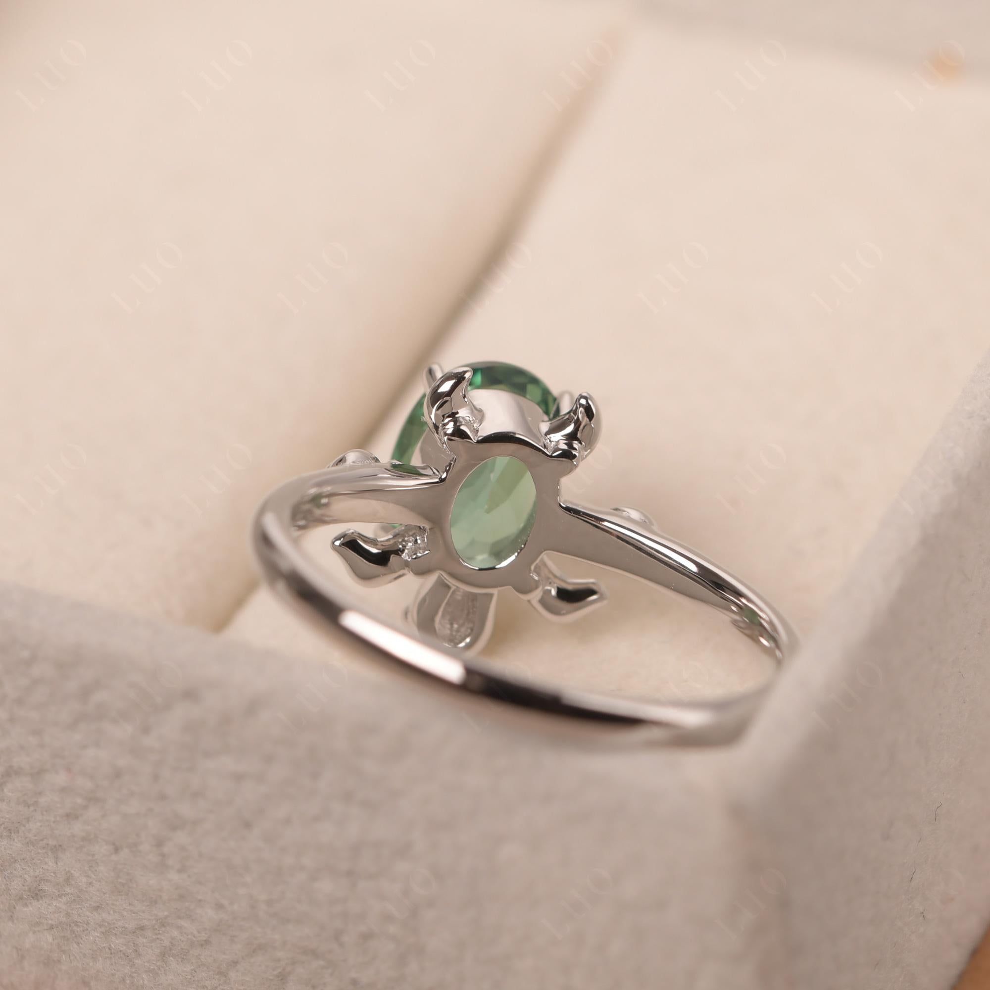 Green Sapphire Turtle Engagement Ring - LUO Jewelry 