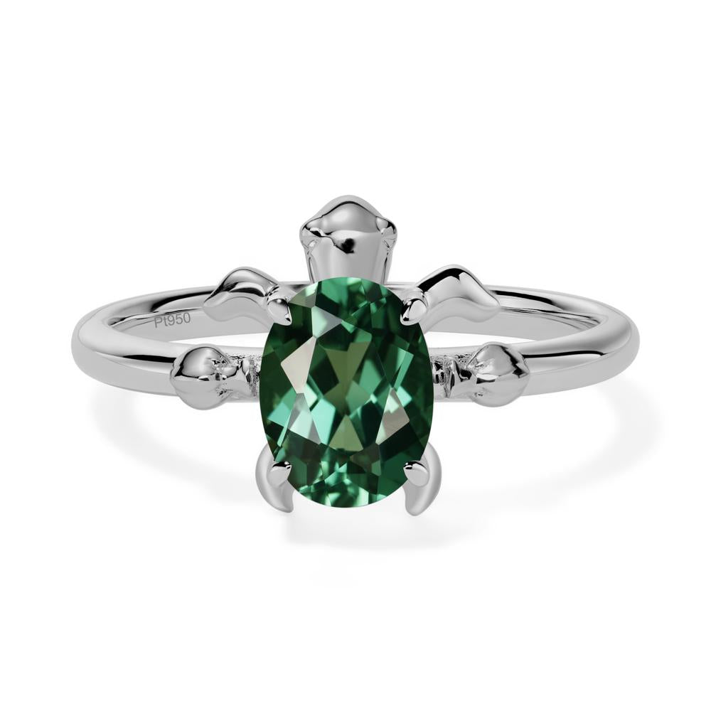 Green Sapphire Turtle Engagement Ring - LUO Jewelry #metal_platinum