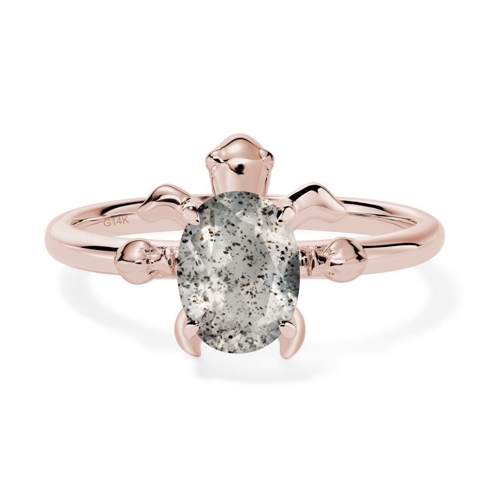 Oval Cut Herkimer Diamond Turtle Ring | LUO Jewelry #metal_14k rose gold