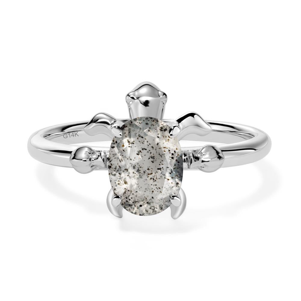 Oval Cut Herkimer Diamond Turtle Ring | LUO Jewelry #metal_14k white gold