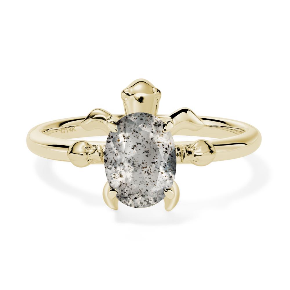 Oval Cut Herkimer Diamond Turtle Ring | LUO Jewelry #metal_14k yellow gold