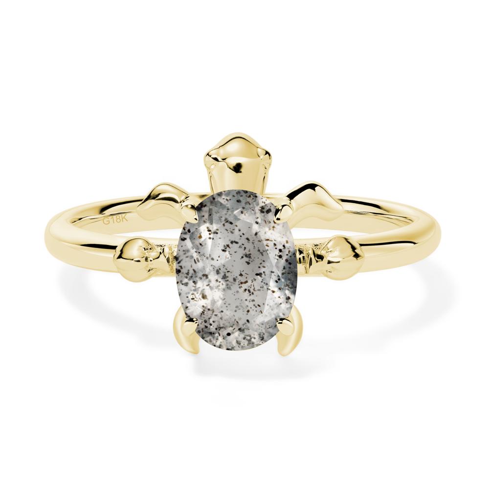 Oval Cut Herkimer Diamond Turtle Ring | LUO Jewelry #metal_18k yellow gold